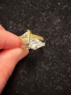 Nolan Miller Two-Tone Gold & Silver Triangle Crystal Ring